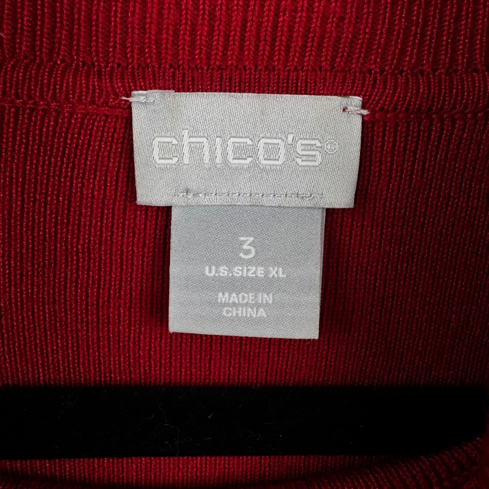 Chico's Turtleneck Sweater 3 Womens XL Red Office Classic Layering Holiday Cozy - Picture 6 of 11